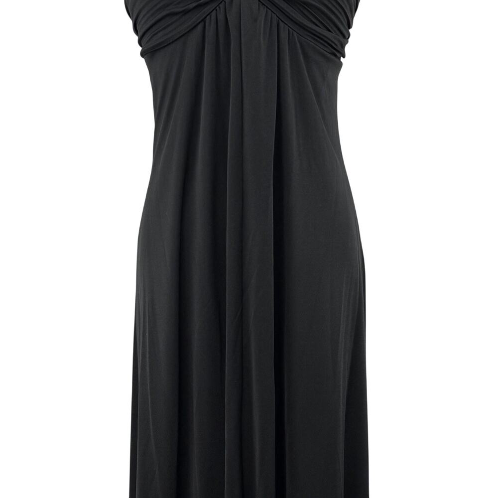 Vintage 70s Black Maxi Dress Ruched Empire Waist Size 7 Disco Goth Whimsigoth - Picture 6 of 9